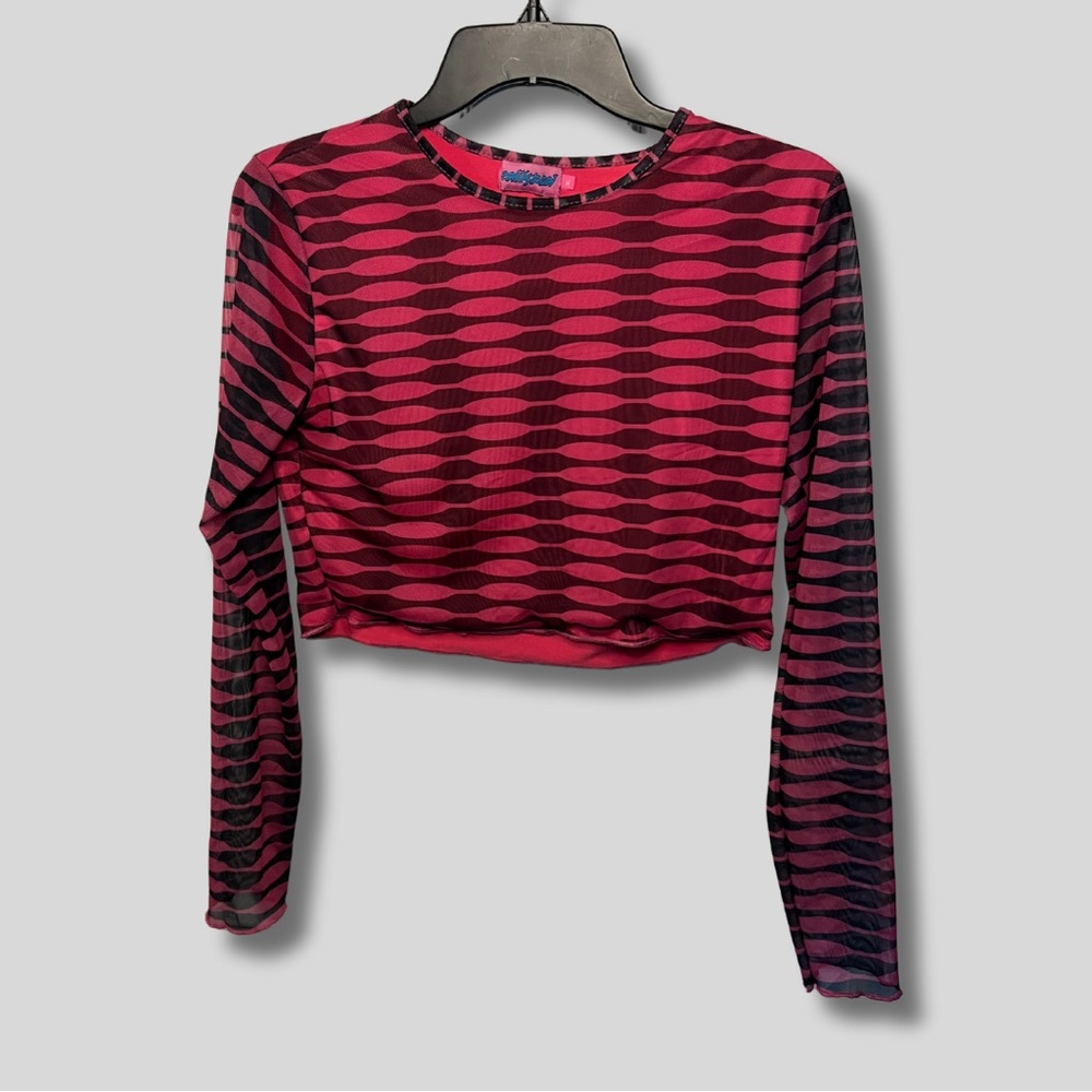 Edikted Pink and Black Pattern Cropped along Sleeve